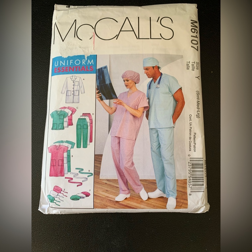 SCRUBS Lab Coat Dress Top Pants Hats McCall's Uniform Essentials Pattern M6107 Y